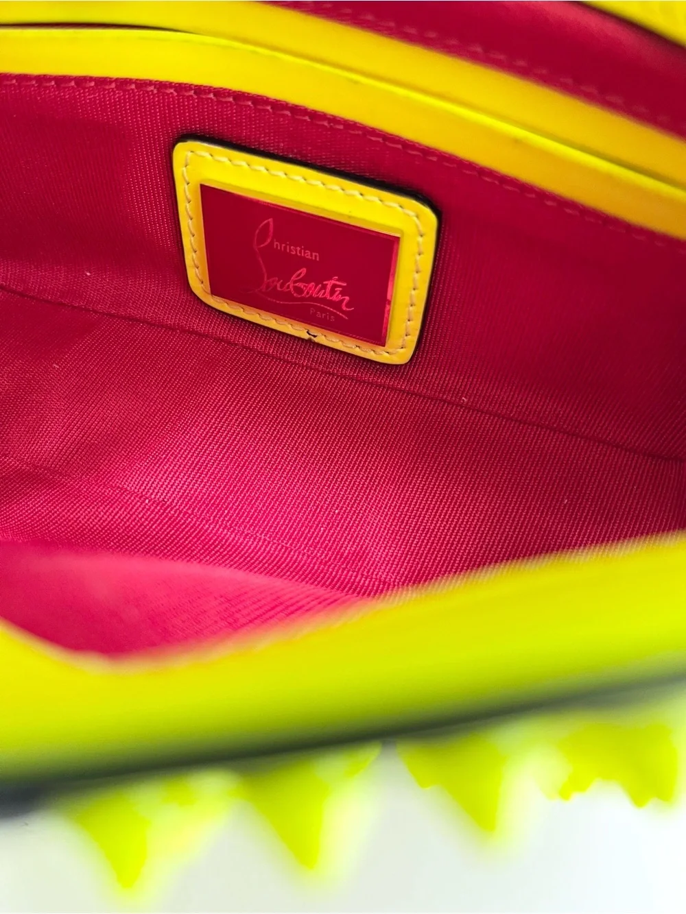 Christian Louboutin Sweet Charity Yellow Studded Mini Crossbody Shoulder Bag